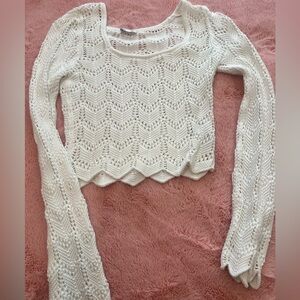 Hollister Cream Crochet Long Sleeve Blouse